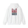 Unisex Heavy Blend™ Hooded Sweatshirt - "HOUSTON FANS NEVER WAVER w Leopard Football" Inspirational Wear - Never Waver