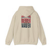 Unisex Heavy Blend™ Hooded Sweatshirt - "HOUSTON FANS NEVER WAVER w Leopard Football" Inspirational Wear - Never Waver