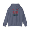 Unisex Heavy Blend™ Hooded Sweatshirt - "HOUSTON FANS NEVER WAVER w Leopard Football" Inspirational Wear - Never Waver