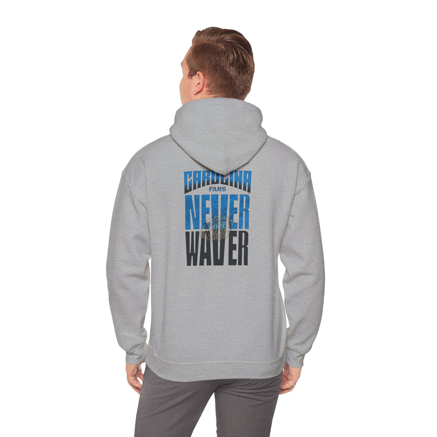 Unisex Heavy Blend™ Hooded Sweatshirt - Never Waver Carolina Fans w Leopard Football - Never Waver