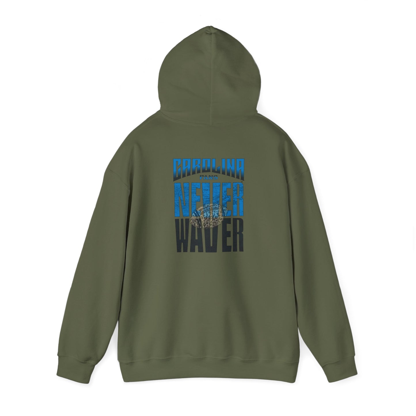 Unisex Heavy Blend™ Hooded Sweatshirt - Never Waver Carolina Fans w Leopard Football - Never Waver