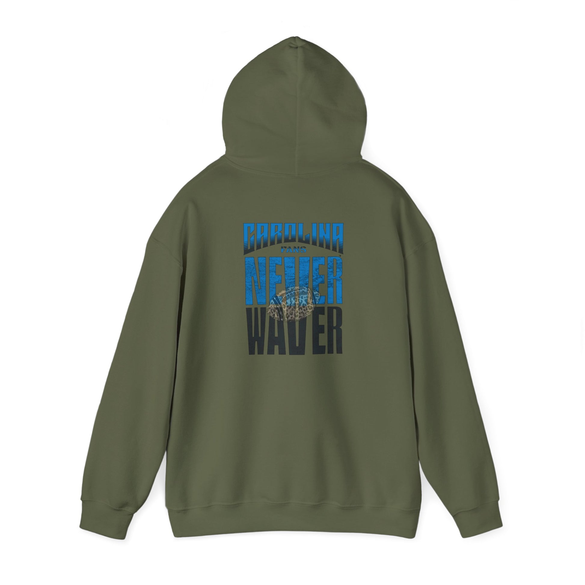 Unisex Heavy Blend™ Hooded Sweatshirt - Never Waver Carolina Fans w Leopard Football - Never Waver