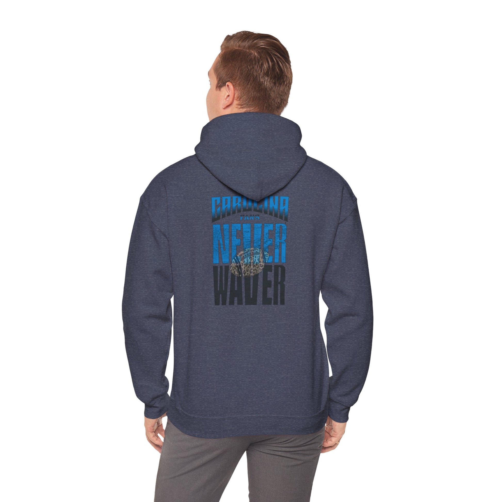 Unisex Heavy Blend™ Hooded Sweatshirt - Never Waver Carolina Fans w Leopard Football - Never Waver