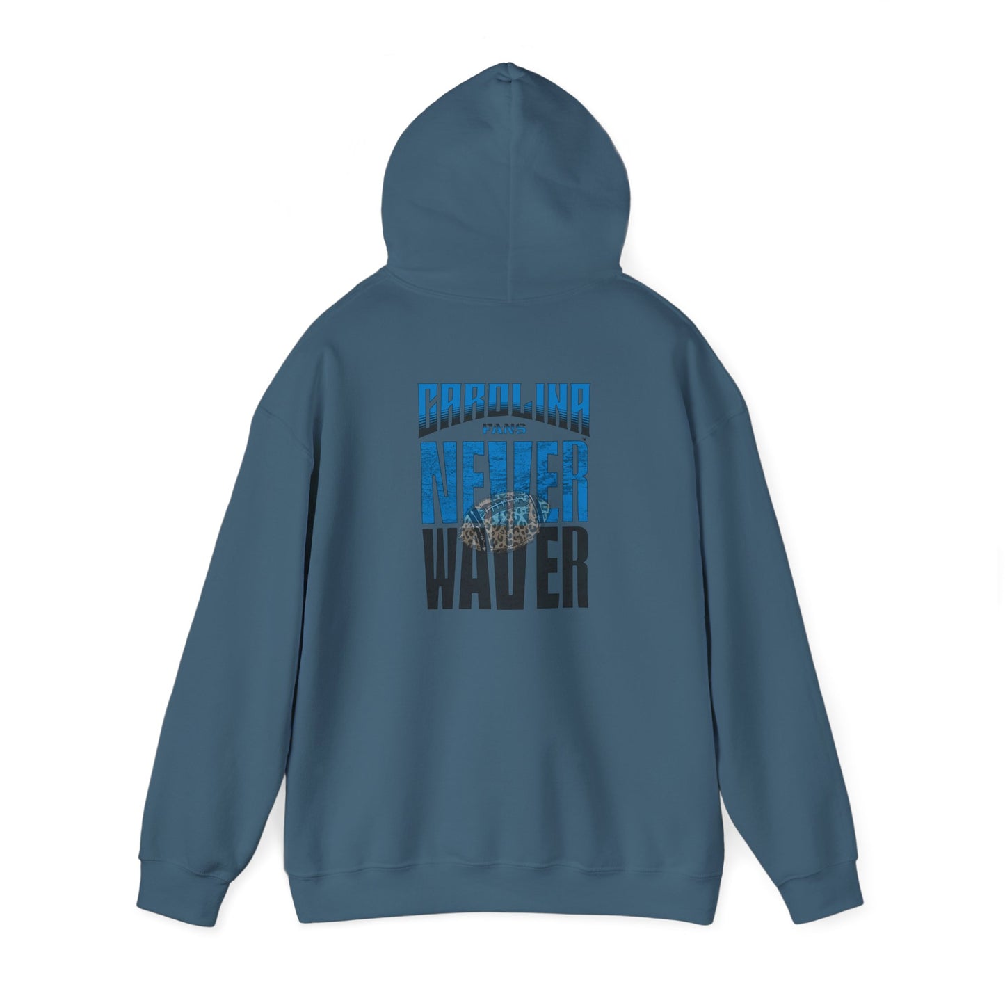 Unisex Heavy Blend™ Hooded Sweatshirt - Never Waver Carolina Fans w Leopard Football - Never Waver