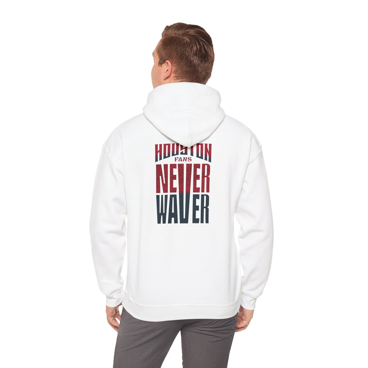 Unisex Heavy Blend™ Hooded Sweatshirt - 'Never Waver Houston Fans' Inspirational Hoodie for Fans - Never Waver