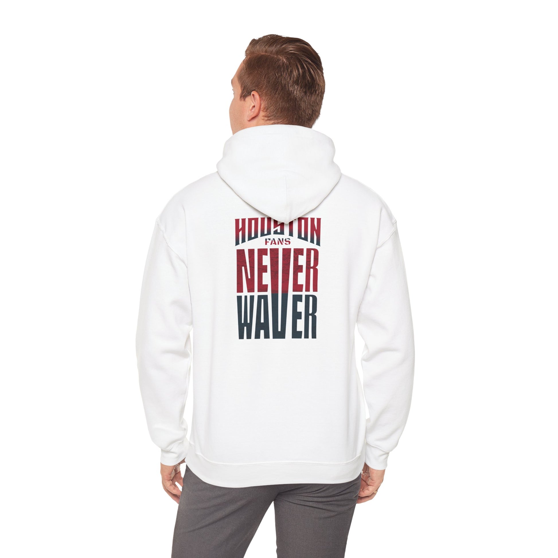 Unisex Heavy Blend™ Hooded Sweatshirt - 'Never Waver Houston Fans' Inspirational Hoodie for Fans - Never Waver