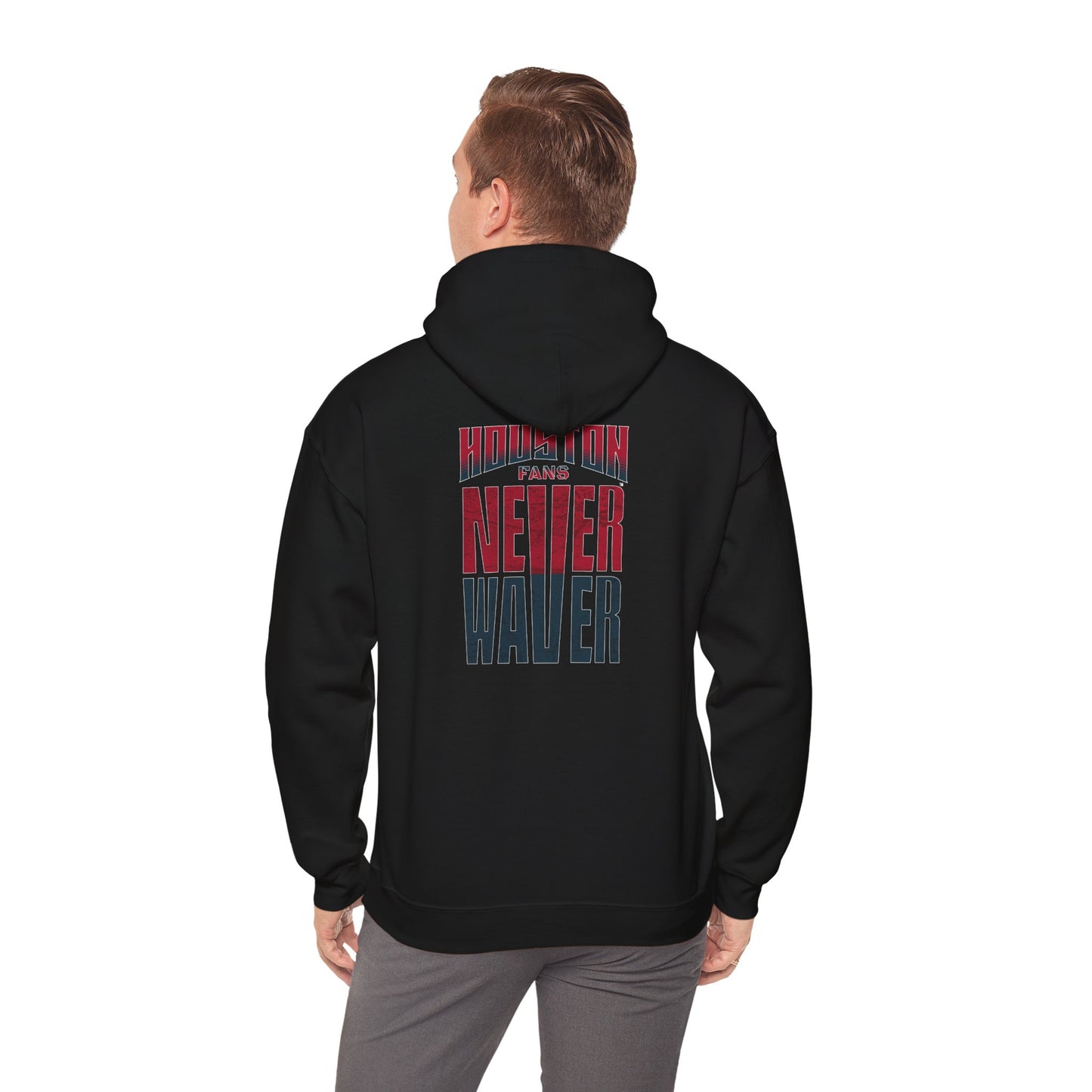 Unisex Heavy Blend™ Hooded Sweatshirt - 'Never Waver Houston Fans' Inspirational Hoodie for Fans - Never Waver