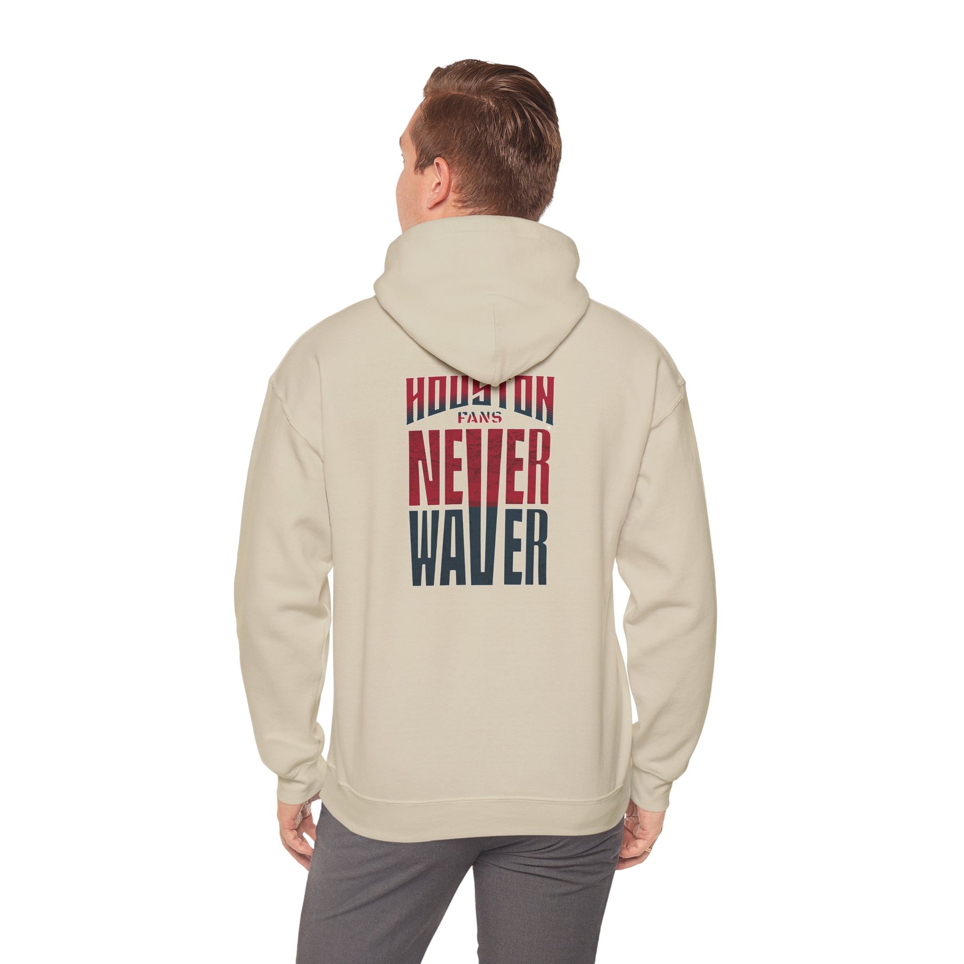 Unisex Heavy Blend™ Hooded Sweatshirt - 'Never Waver Houston Fans' Inspirational Hoodie for Fans - Never Waver