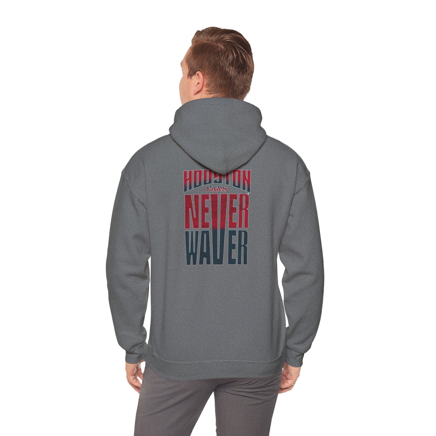 Unisex Heavy Blend™ Hooded Sweatshirt - 'Never Waver Houston Fans' Inspirational Hoodie for Fans - Never Waver