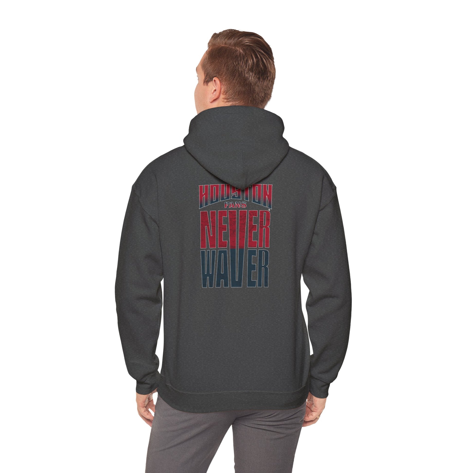 Unisex Heavy Blend™ Hooded Sweatshirt - 'Never Waver Houston Fans' Inspirational Hoodie for Fans - Never Waver