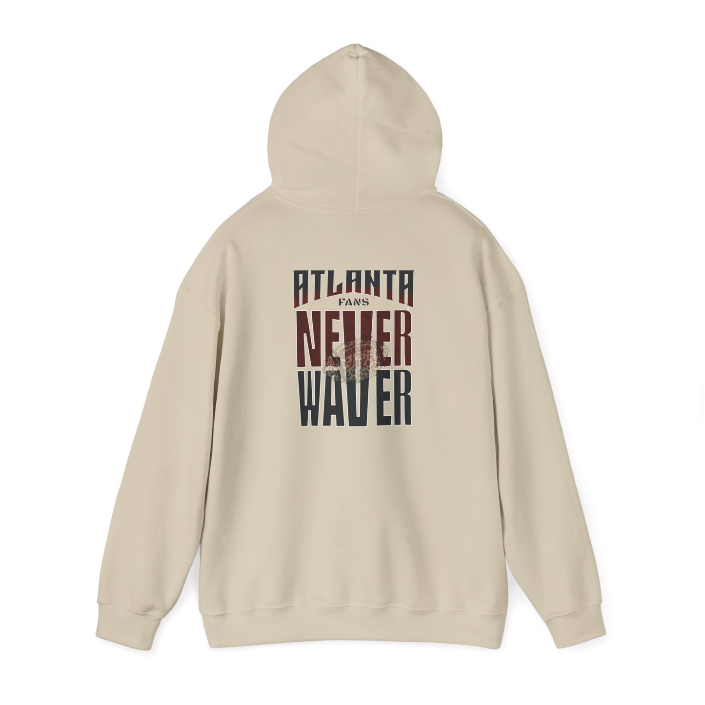 Unisex Heavy Blend™ Hoodie - 'Never Waver' Atlanta Fans Leopard Football Sweatshirt - Never Waver