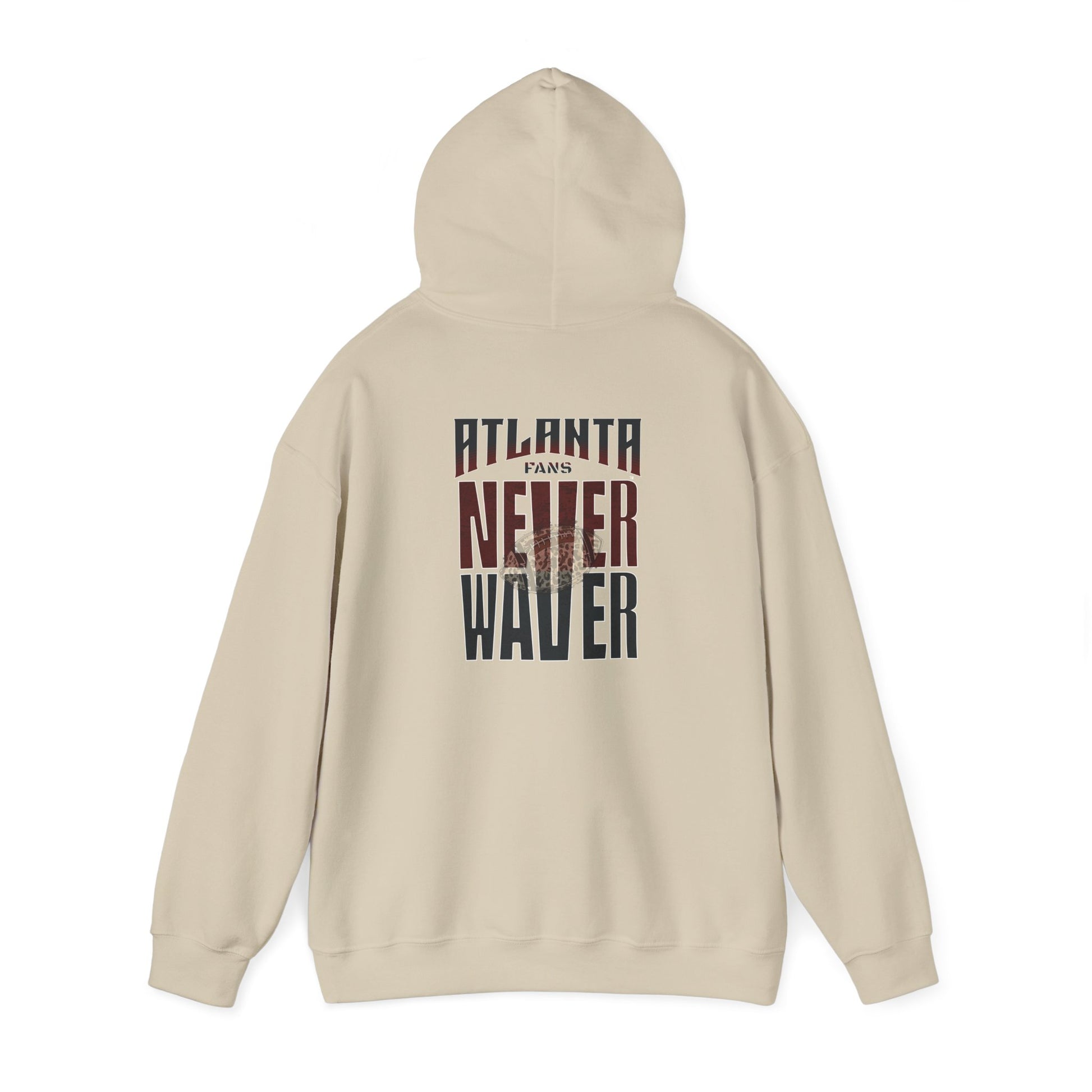 Unisex Heavy Blend™ Hoodie - 'Never Waver' Atlanta Fans Leopard Football Sweatshirt - Never Waver