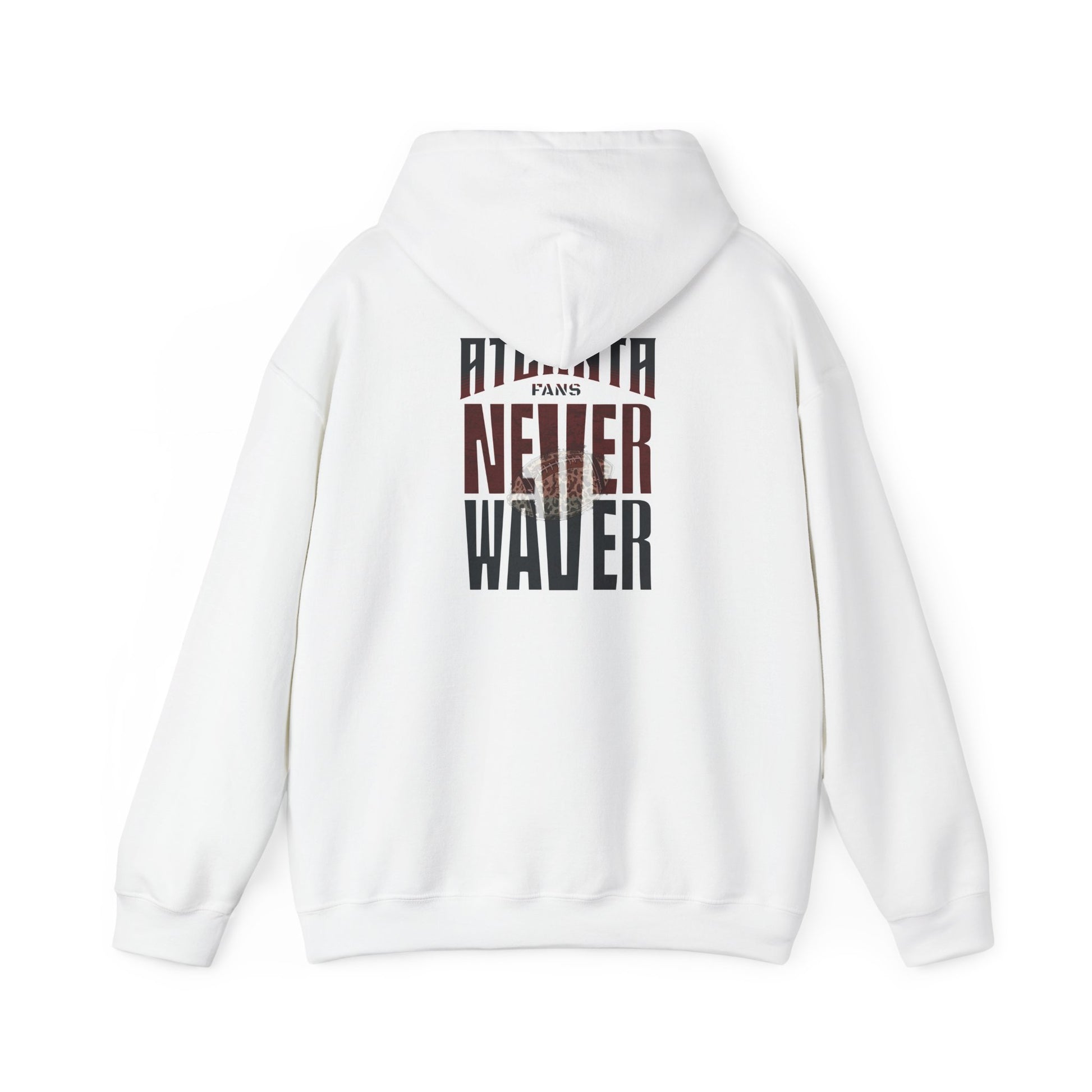 Unisex Heavy Blend™ Hoodie - 'Never Waver' Atlanta Fans Leopard Football Sweatshirt - Never Waver