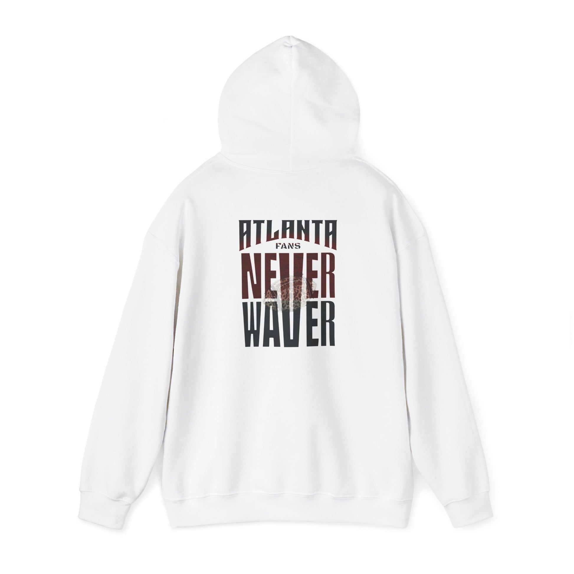 Unisex Heavy Blend™ Hoodie - 'Never Waver' Atlanta Fans Leopard Football Sweatshirt - Never Waver