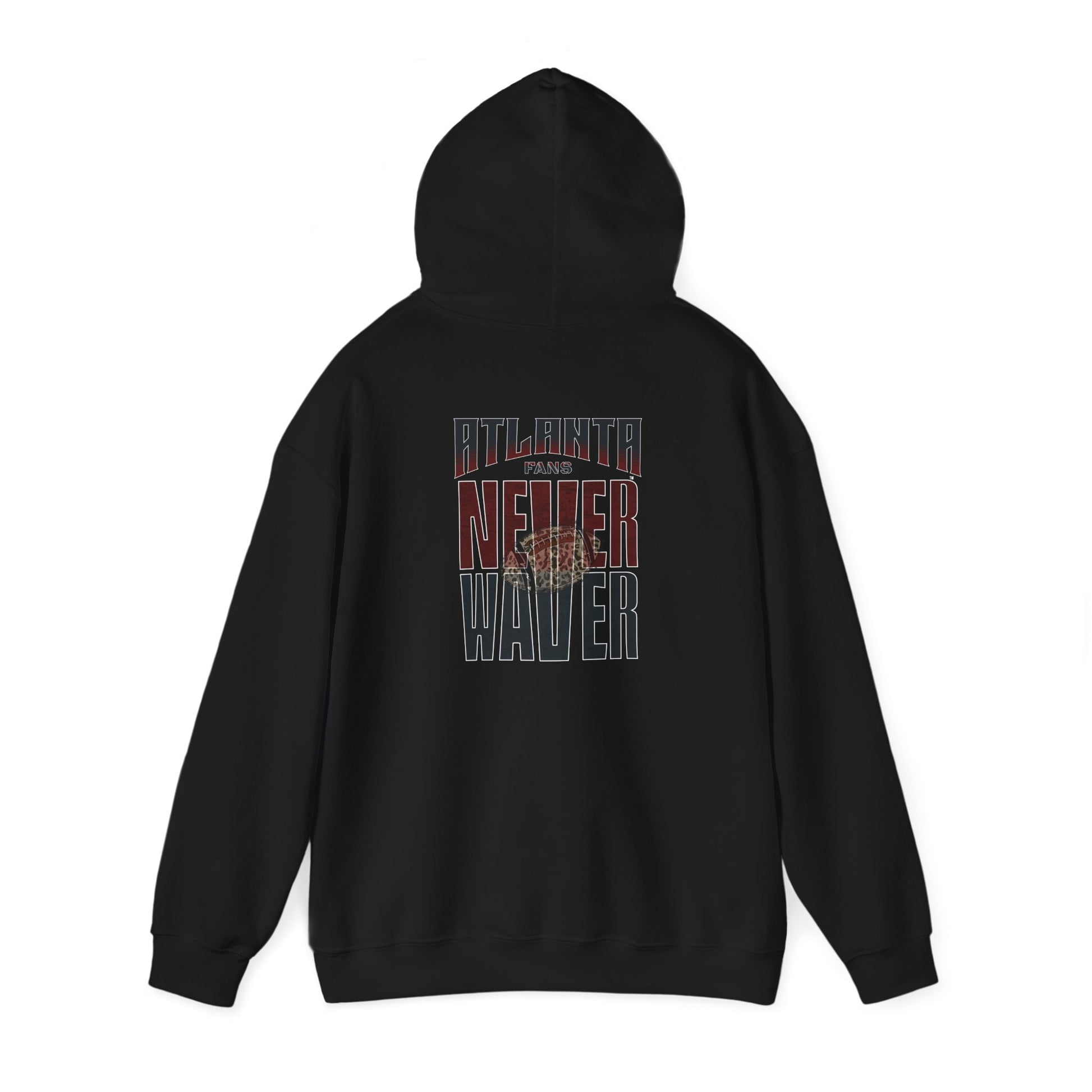 Unisex Heavy Blend™ Hoodie - 'Never Waver' Atlanta Fans Leopard Football Sweatshirt - Never Waver
