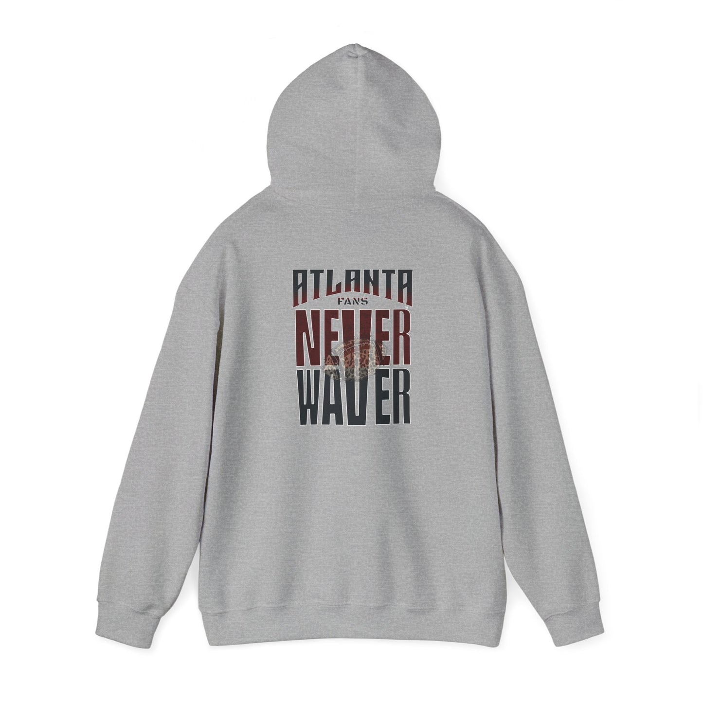 Unisex Heavy Blend™ Hoodie - 'Never Waver' Atlanta Fans Leopard Football Sweatshirt - Never Waver