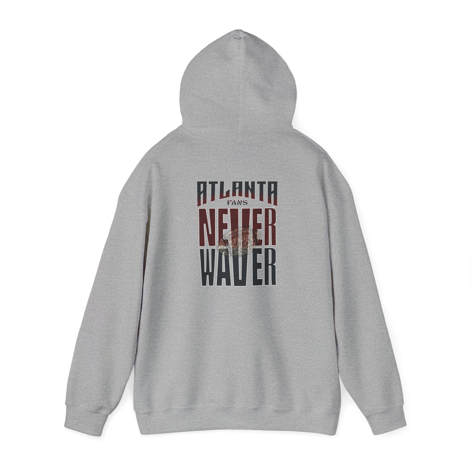 Unisex Heavy Blend™ Hoodie - 'Never Waver' Atlanta Fans Leopard Football Sweatshirt - Never Waver