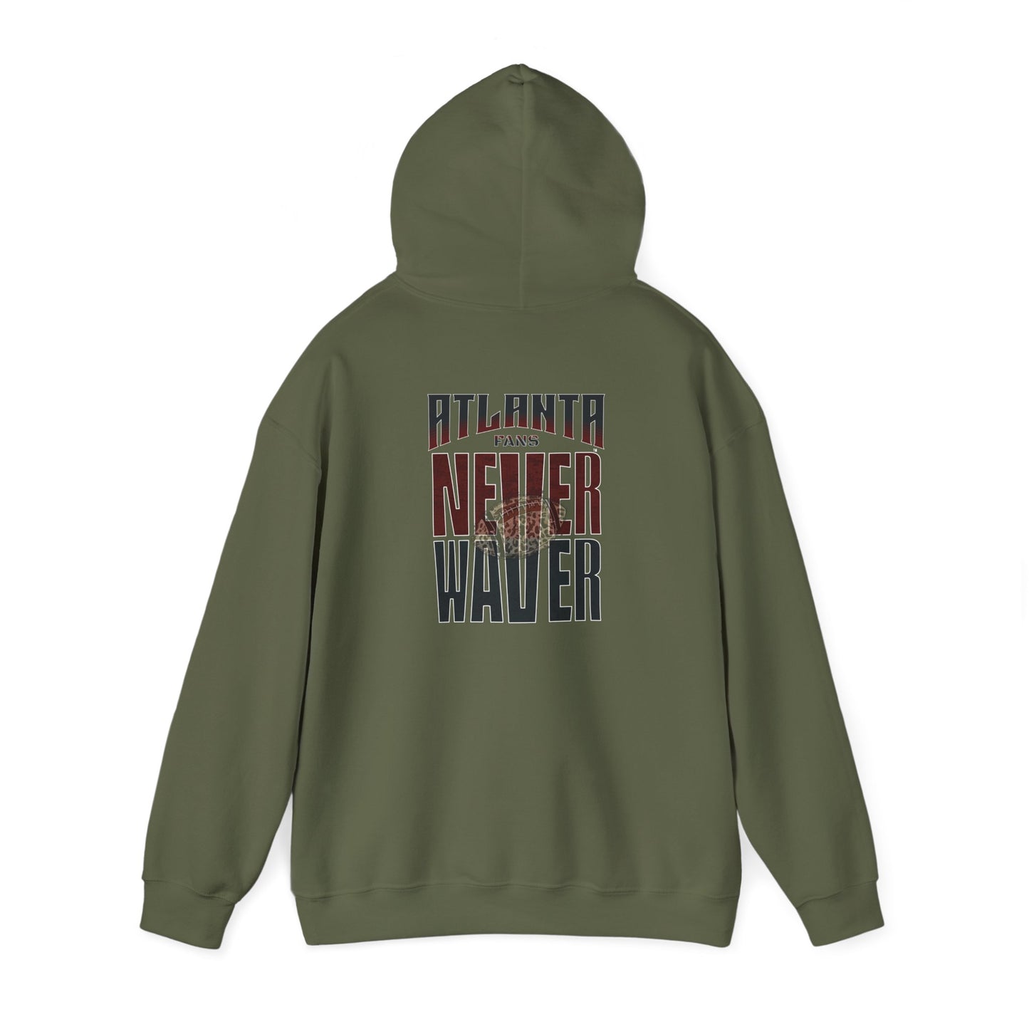 Unisex Heavy Blend™ Hoodie - 'Never Waver' Atlanta Fans Leopard Football Sweatshirt - Never Waver
