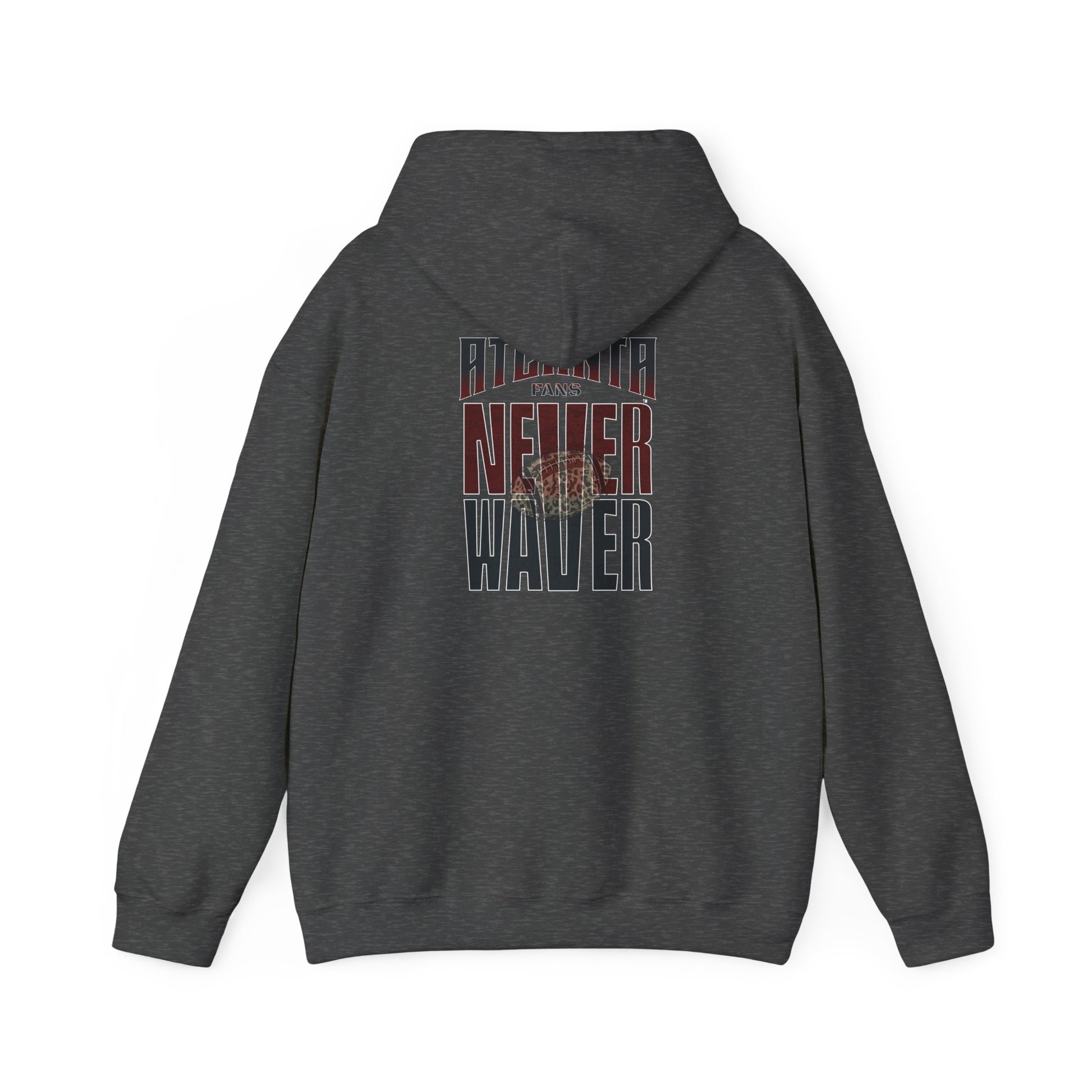 Unisex Heavy Blend™ Hoodie - 'Never Waver' Atlanta Fans Leopard Football Sweatshirt - Never Waver
