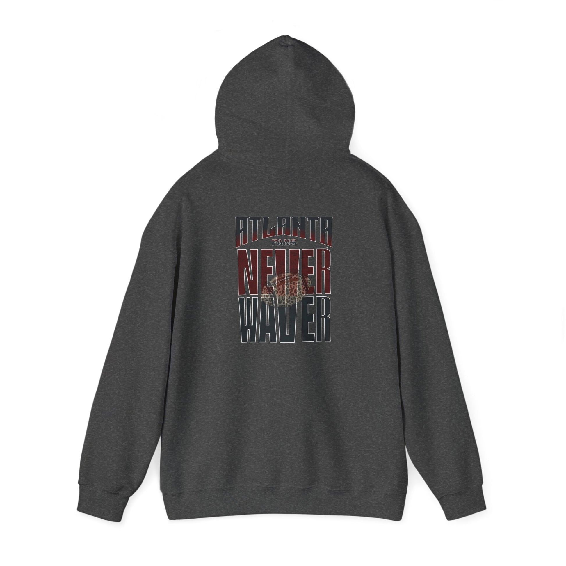 Unisex Heavy Blend™ Hoodie - 'Never Waver' Atlanta Fans Leopard Football Sweatshirt - Never Waver