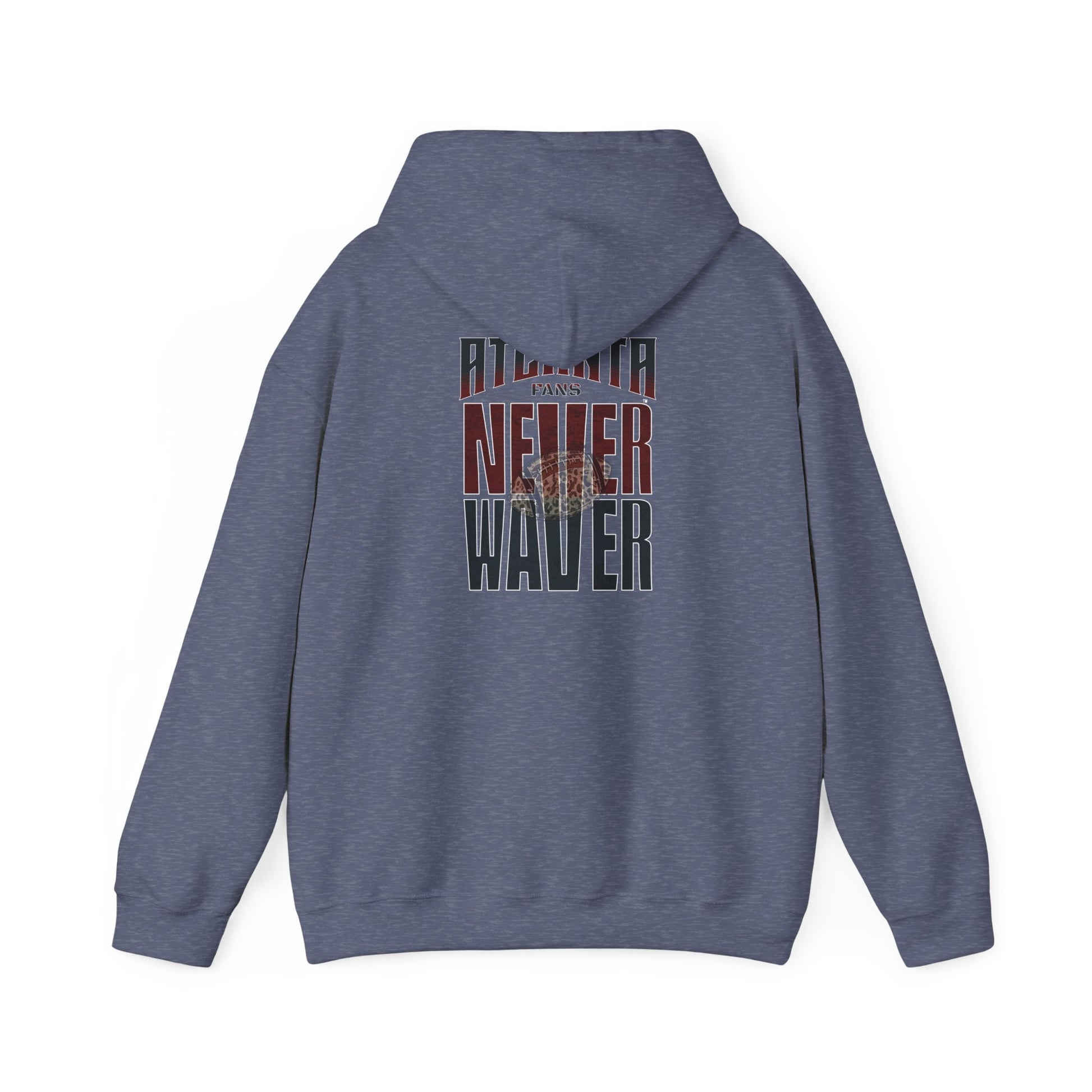 Unisex Heavy Blend™ Hoodie - 'Never Waver' Atlanta Fans Leopard Football Sweatshirt - Never Waver