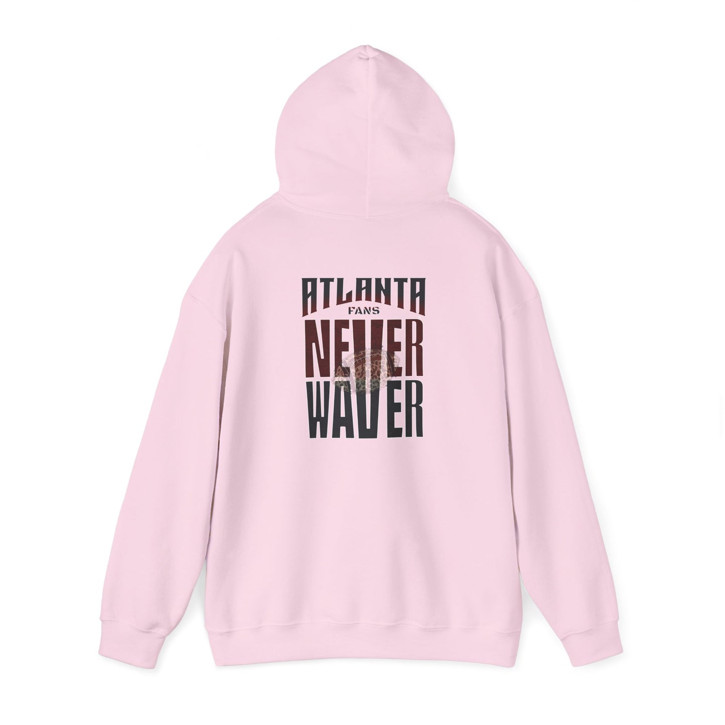 Unisex Heavy Blend™ Hoodie - 'Never Waver' Atlanta Fans Leopard Football Sweatshirt - Never Waver
