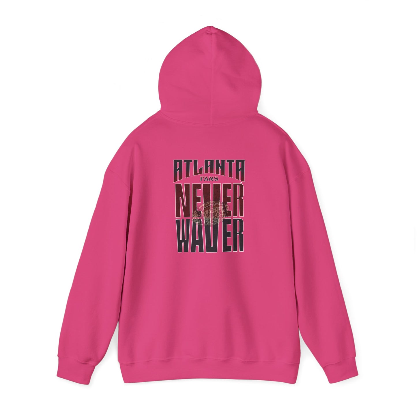 Unisex Heavy Blend™ Hoodie - 'Never Waver' Atlanta Fans Leopard Football Sweatshirt - Never Waver