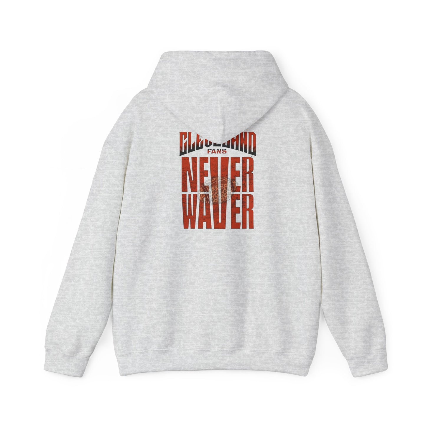 Cleveland Fans Never Waver w Leopard Football Unisex Hoodie - Cozy Heavy Blend Sweatshirt for Comfort and Style - Never Waver