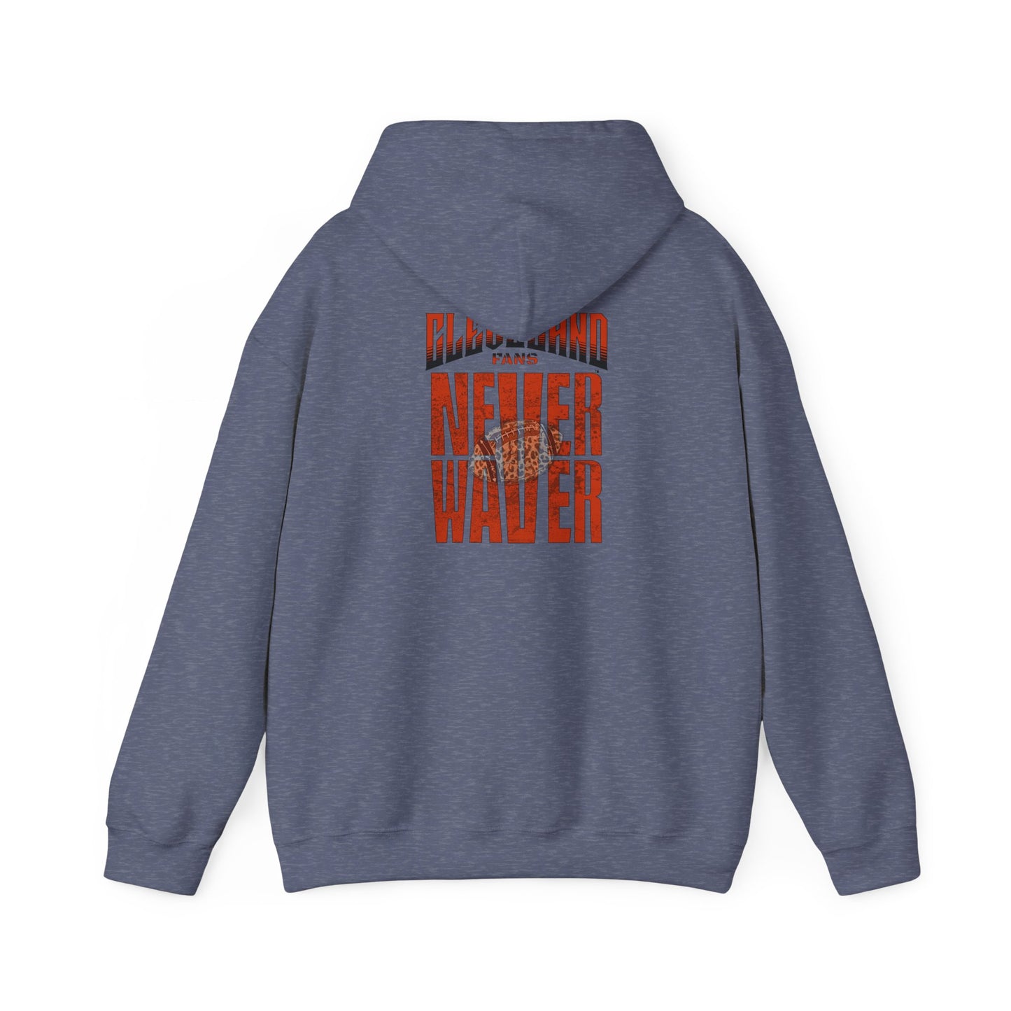 Cleveland Fans Never Waver w Leopard Football Unisex Hoodie - Cozy Heavy Blend Sweatshirt for Comfort and Style - Never Waver
