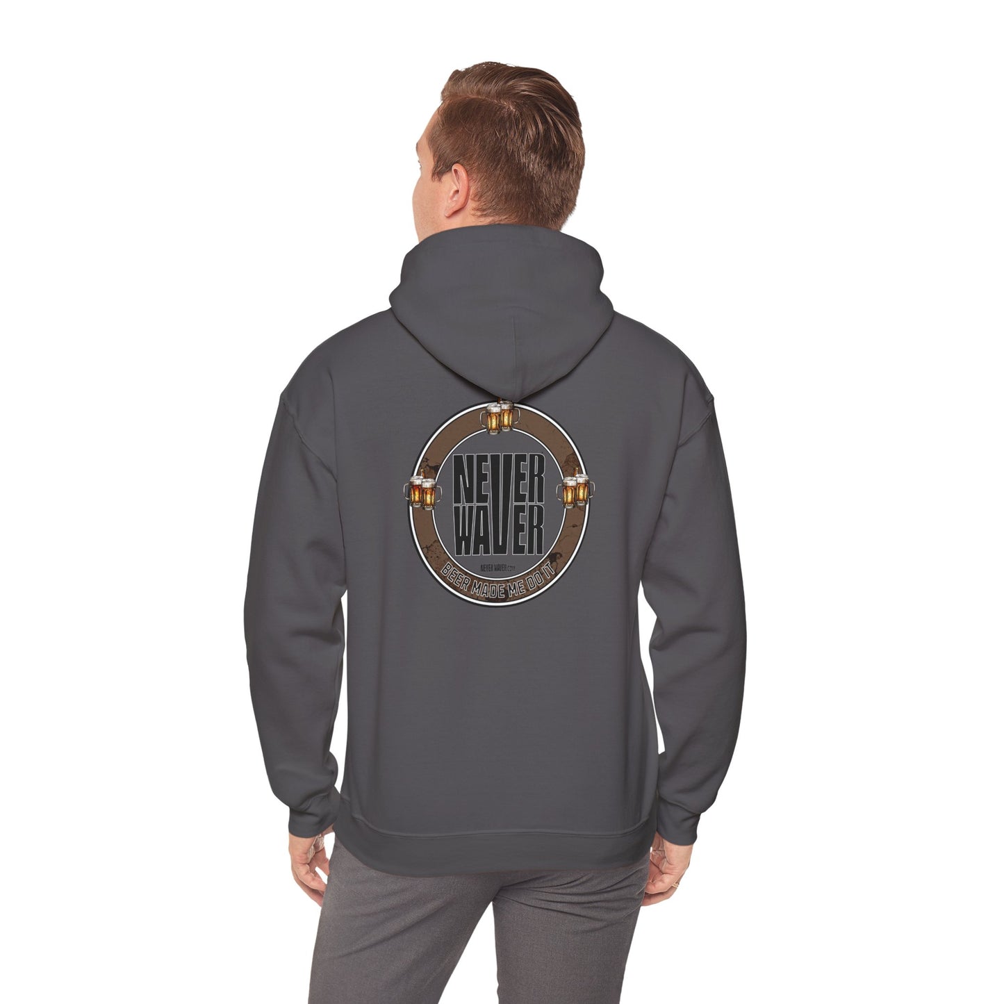 Never Waver Beer Made Me Do It  Unisex Heavy Blend™ Hooded Sweatshirt - Cozy Comfort for Everyday Adventures - Never Waver