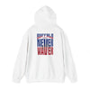 Unisex Heavy Blend™ Hooded Sweatshirt - Buffalo Fans Never Waver w Leopard Football Design - Never Waver
