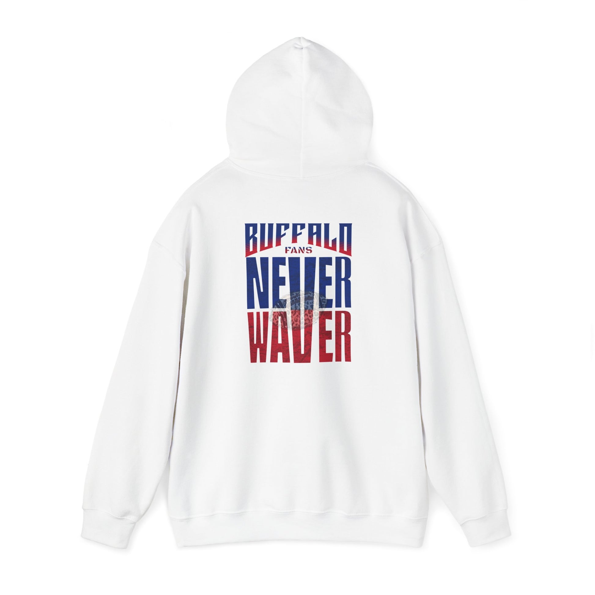 Unisex Heavy Blend™ Hooded Sweatshirt - Buffalo Fans Never Waver w Leopard Football Design - Never Waver
