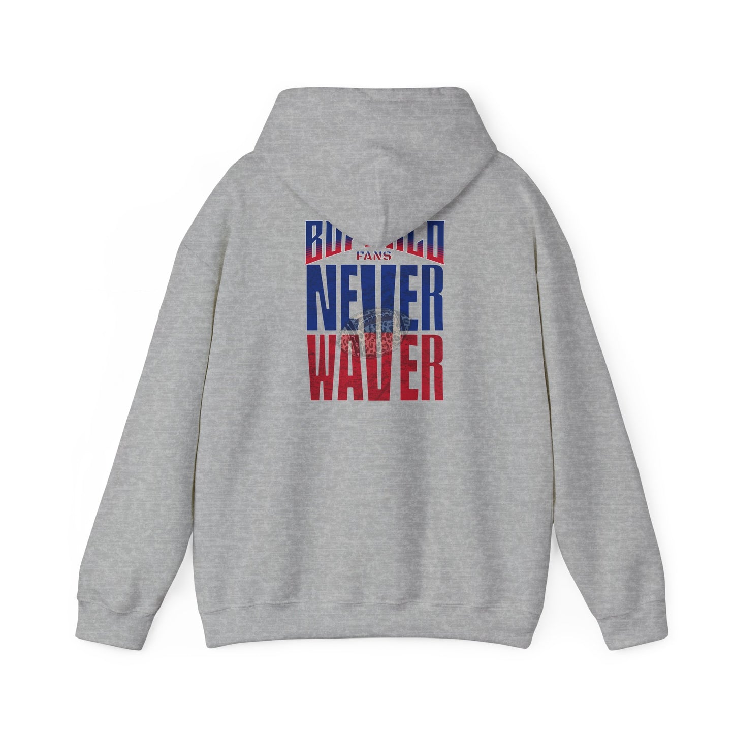 Unisex Heavy Blend™ Hooded Sweatshirt - Buffalo Fans Never Waver w Leopard Football Design - Never Waver