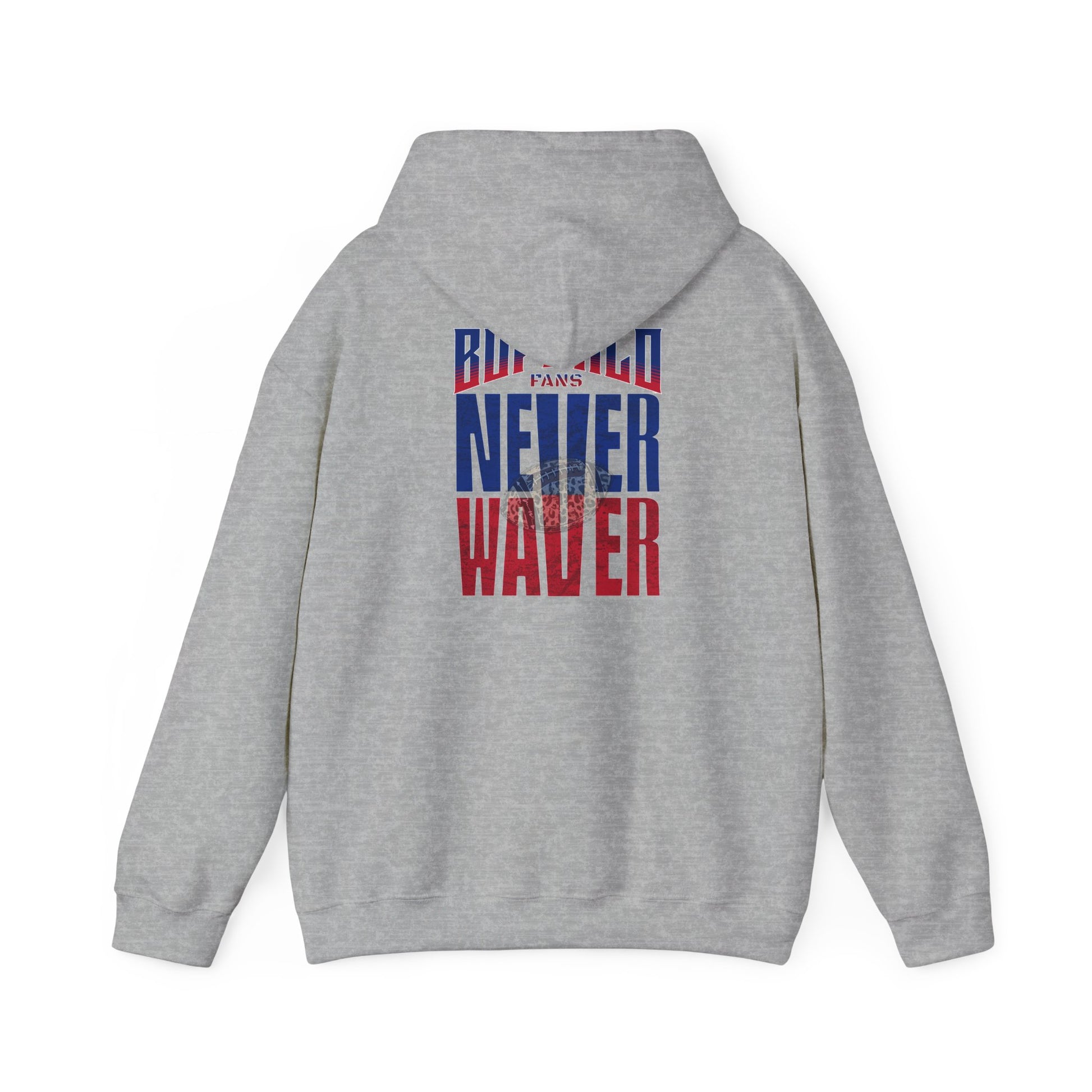 Unisex Heavy Blend™ Hooded Sweatshirt - Buffalo Fans Never Waver w Leopard Football Design - Never Waver