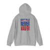 Unisex Heavy Blend™ Hooded Sweatshirt - Buffalo Fans Never Waver w Leopard Football Design - Never Waver