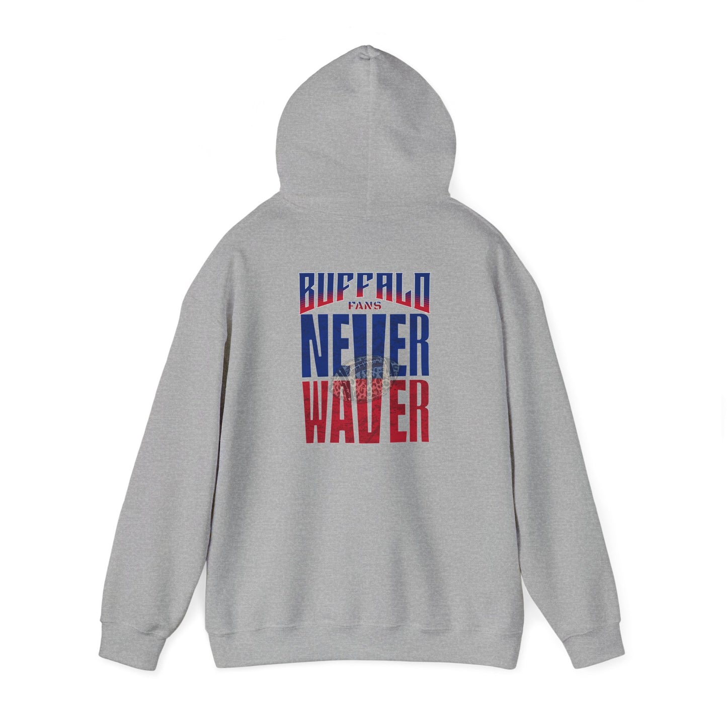 Unisex Heavy Blend™ Hooded Sweatshirt - Buffalo Fans Never Waver w Leopard Football Design - Never Waver