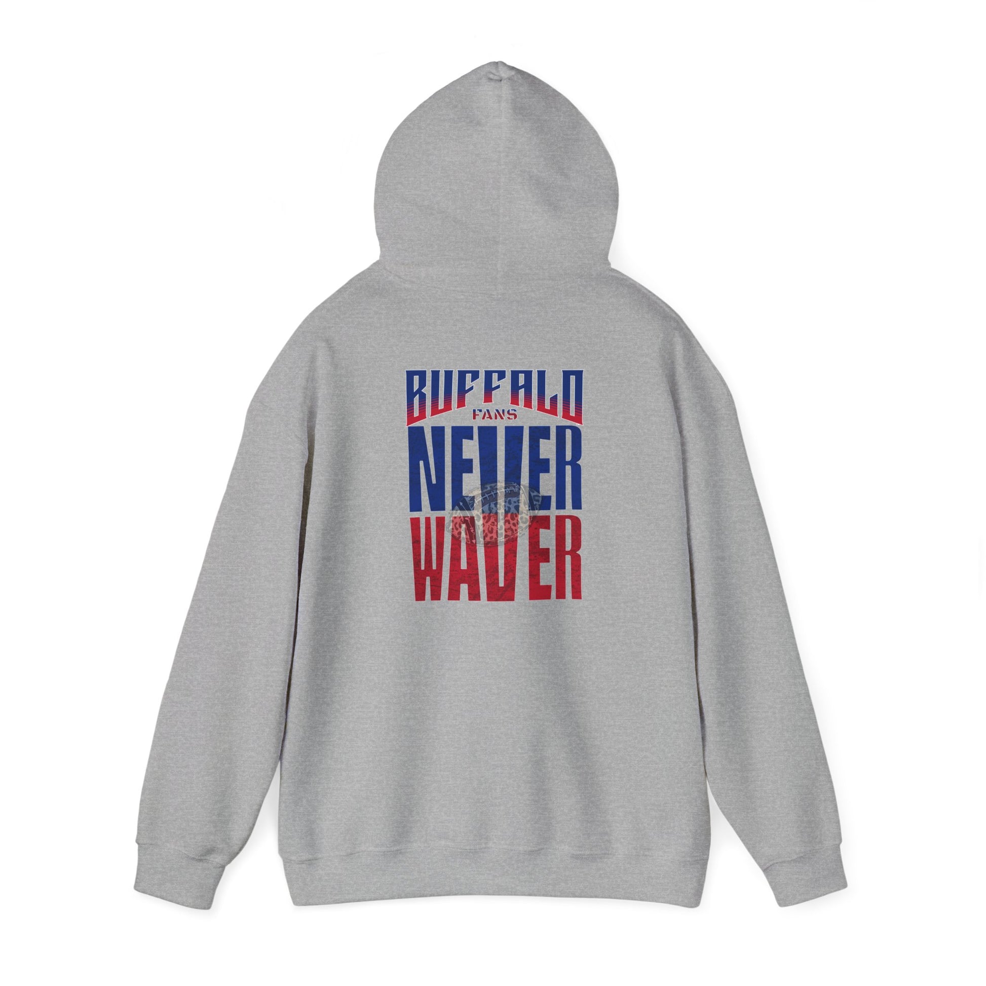 Unisex Heavy Blend™ Hooded Sweatshirt - Buffalo Fans Never Waver w Leopard Football Design - Never Waver