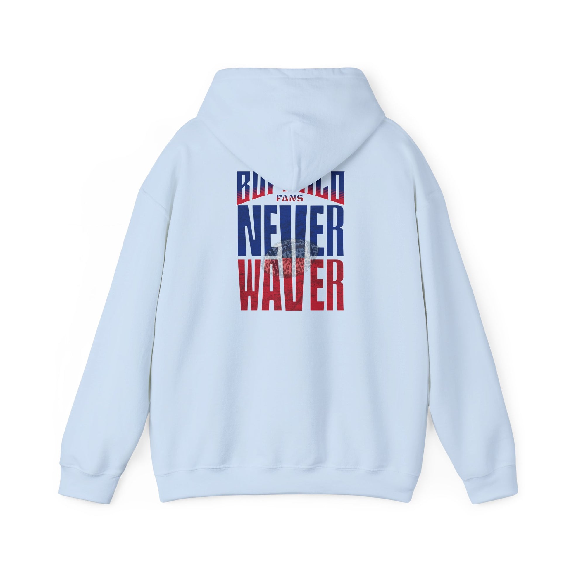 Unisex Heavy Blend™ Hooded Sweatshirt - Buffalo Fans Never Waver w Leopard Football Design - Never Waver