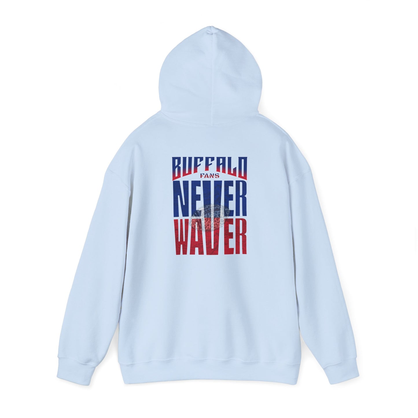 Unisex Heavy Blend™ Hooded Sweatshirt - Buffalo Fans Never Waver w Leopard Football Design - Never Waver