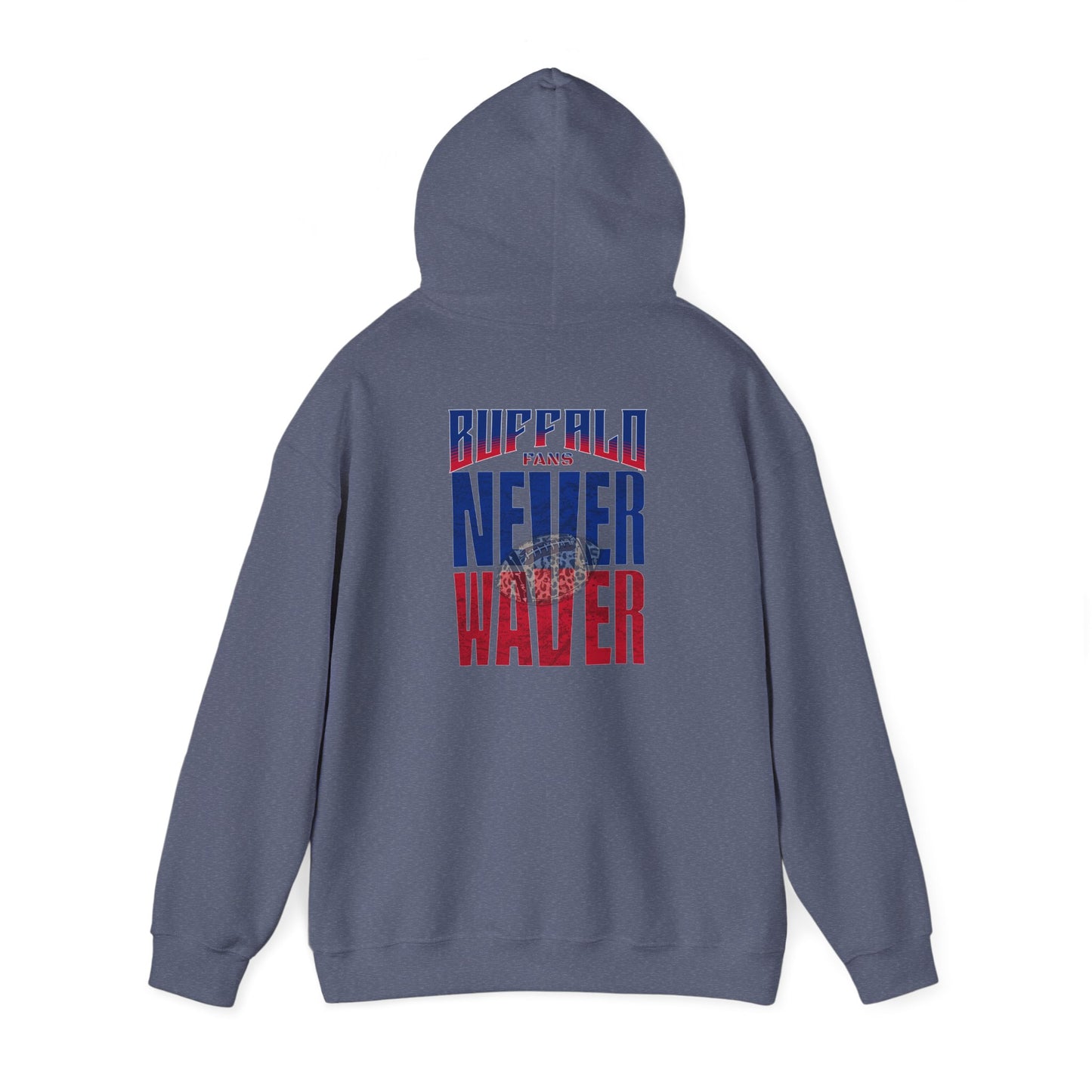 Unisex Heavy Blend™ Hooded Sweatshirt - Buffalo Fans Never Waver w Leopard Football Design - Never Waver