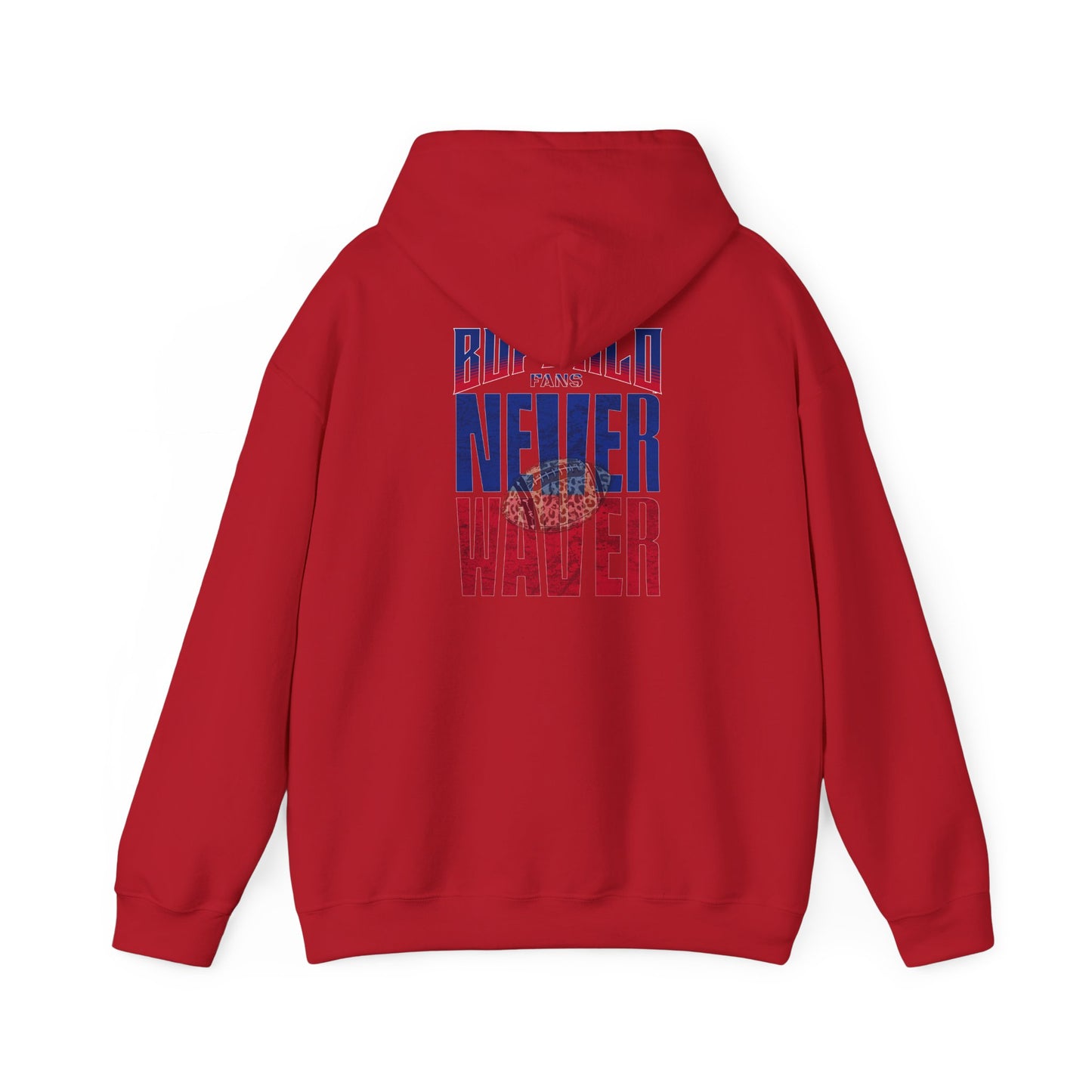 Unisex Heavy Blend™ Hooded Sweatshirt - Buffalo Fans Never Waver w Leopard Football Design - Never Waver