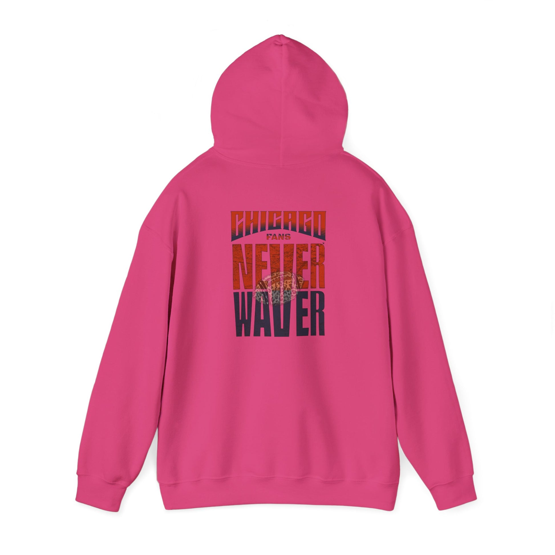 Unisex Heavy Blend™ Hooded Sweatshirt - Chicago Fans Never Waver w Leopard Football Motivational Hoodie - Never Waver