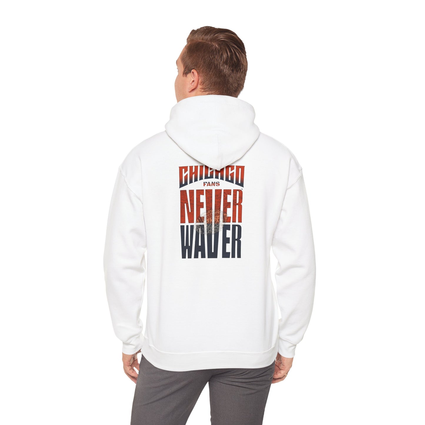 Unisex Heavy Blend™ Hooded Sweatshirt - Chicago Fans Never Waver w Leopard Football Motivational Hoodie - Never Waver
