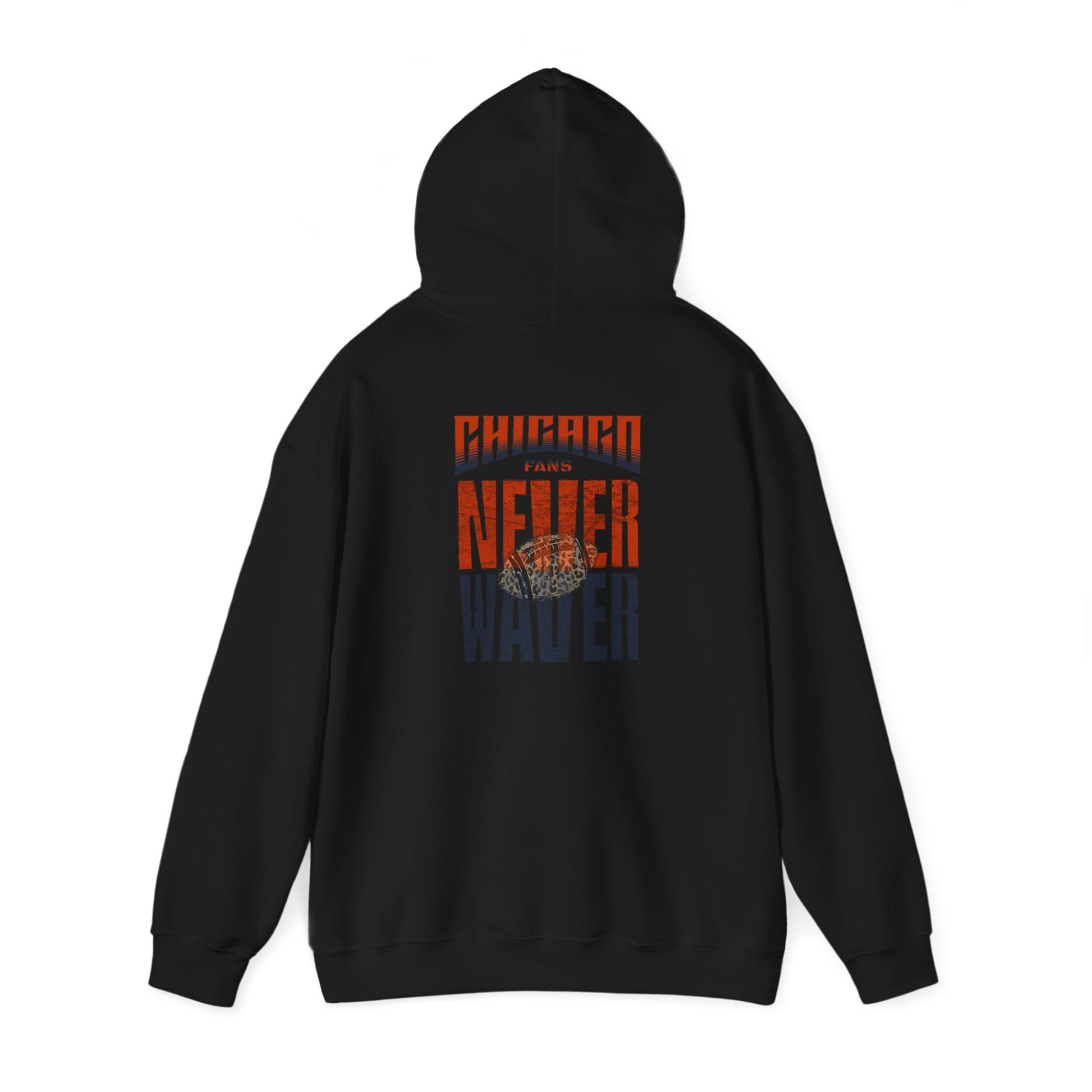 Unisex Heavy Blend™ Hooded Sweatshirt - Chicago Fans Never Waver w Leopard Football Motivational Hoodie - Never Waver
