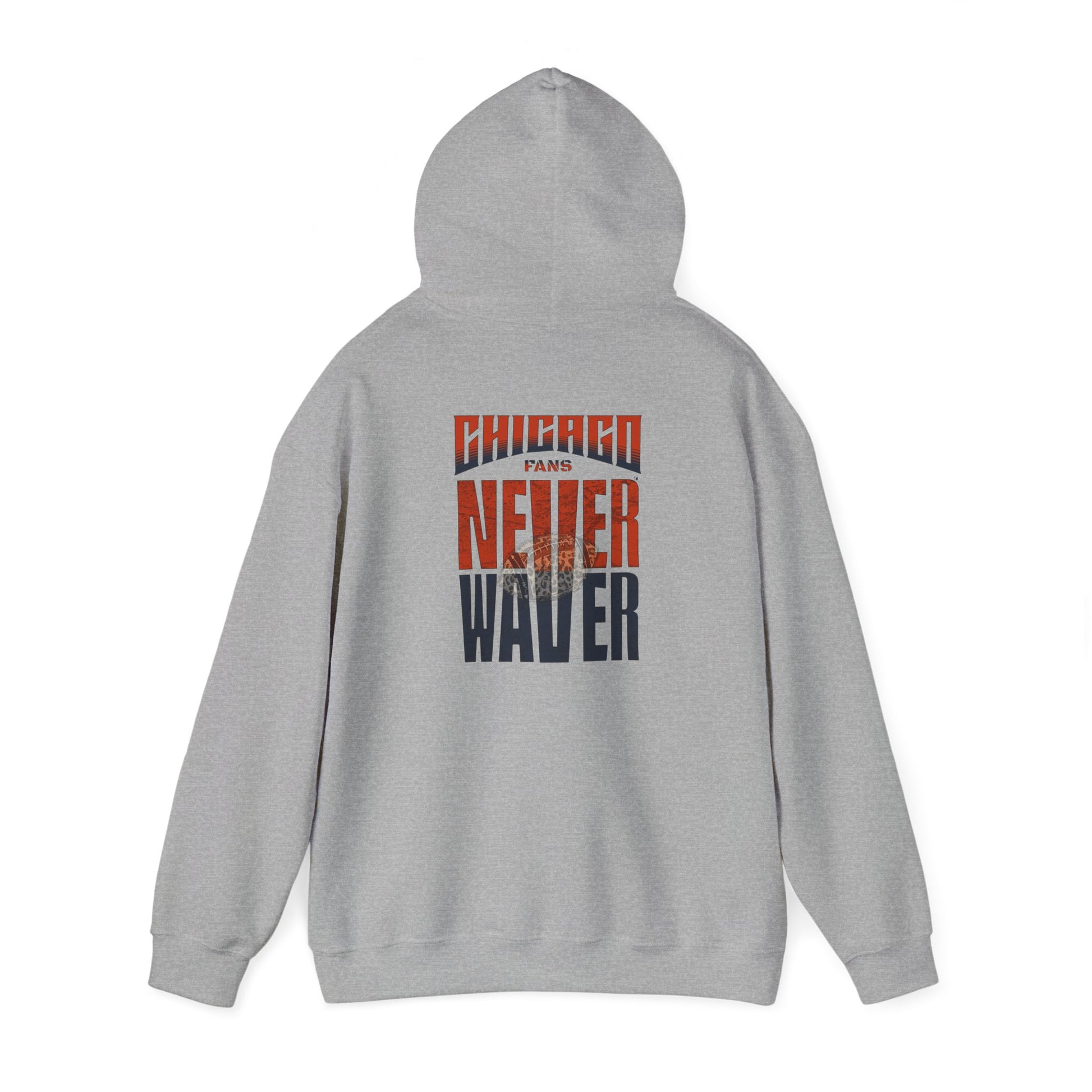 Unisex Heavy Blend™ Hooded Sweatshirt - Chicago Fans Never Waver w Leopard Football Motivational Hoodie - Never Waver