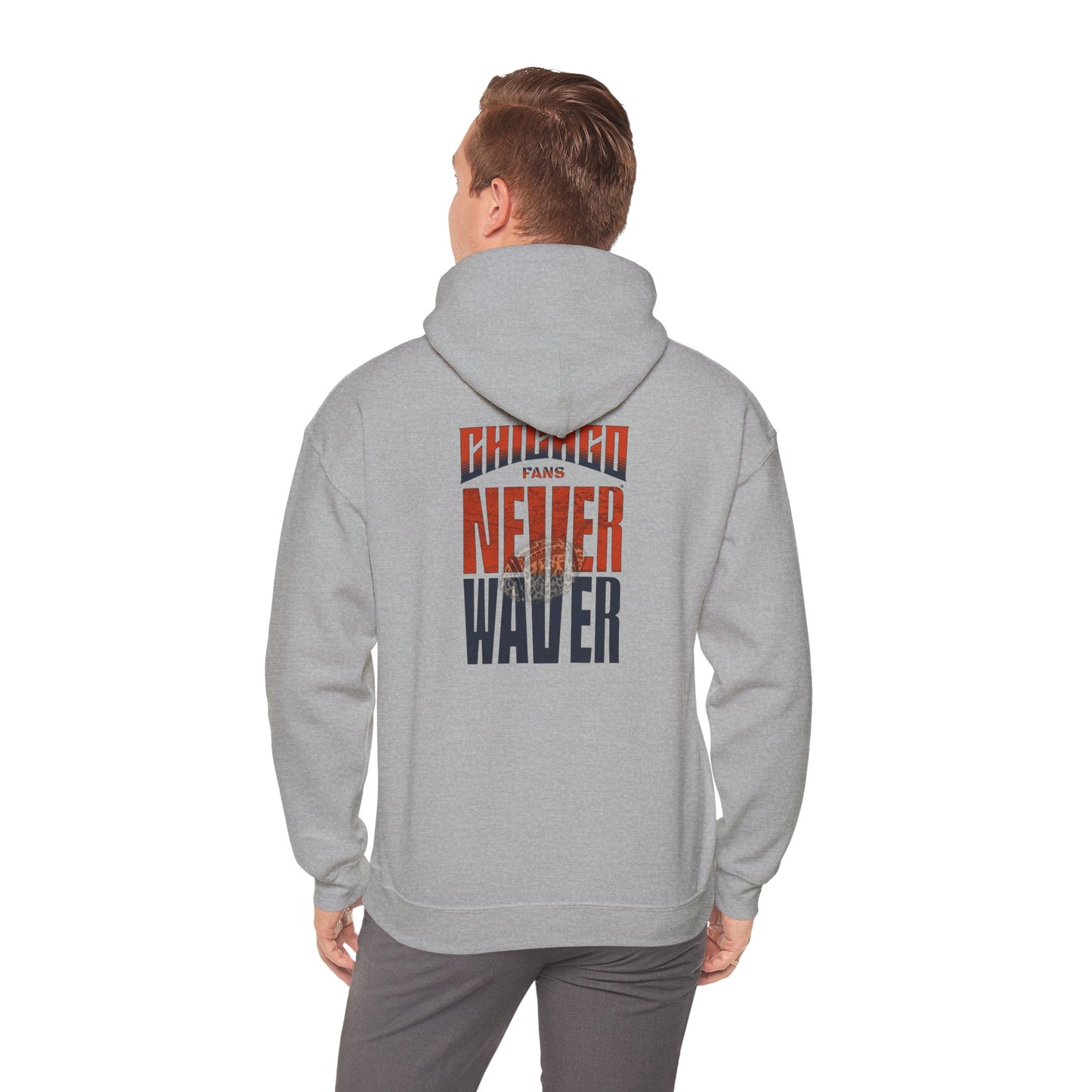 Unisex Heavy Blend™ Hooded Sweatshirt - Chicago Fans Never Waver w Leopard Football Motivational Hoodie - Never Waver