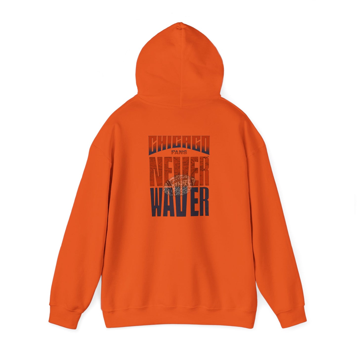 Unisex Heavy Blend™ Hooded Sweatshirt - Chicago Fans Never Waver w Leopard Football Motivational Hoodie - Never Waver