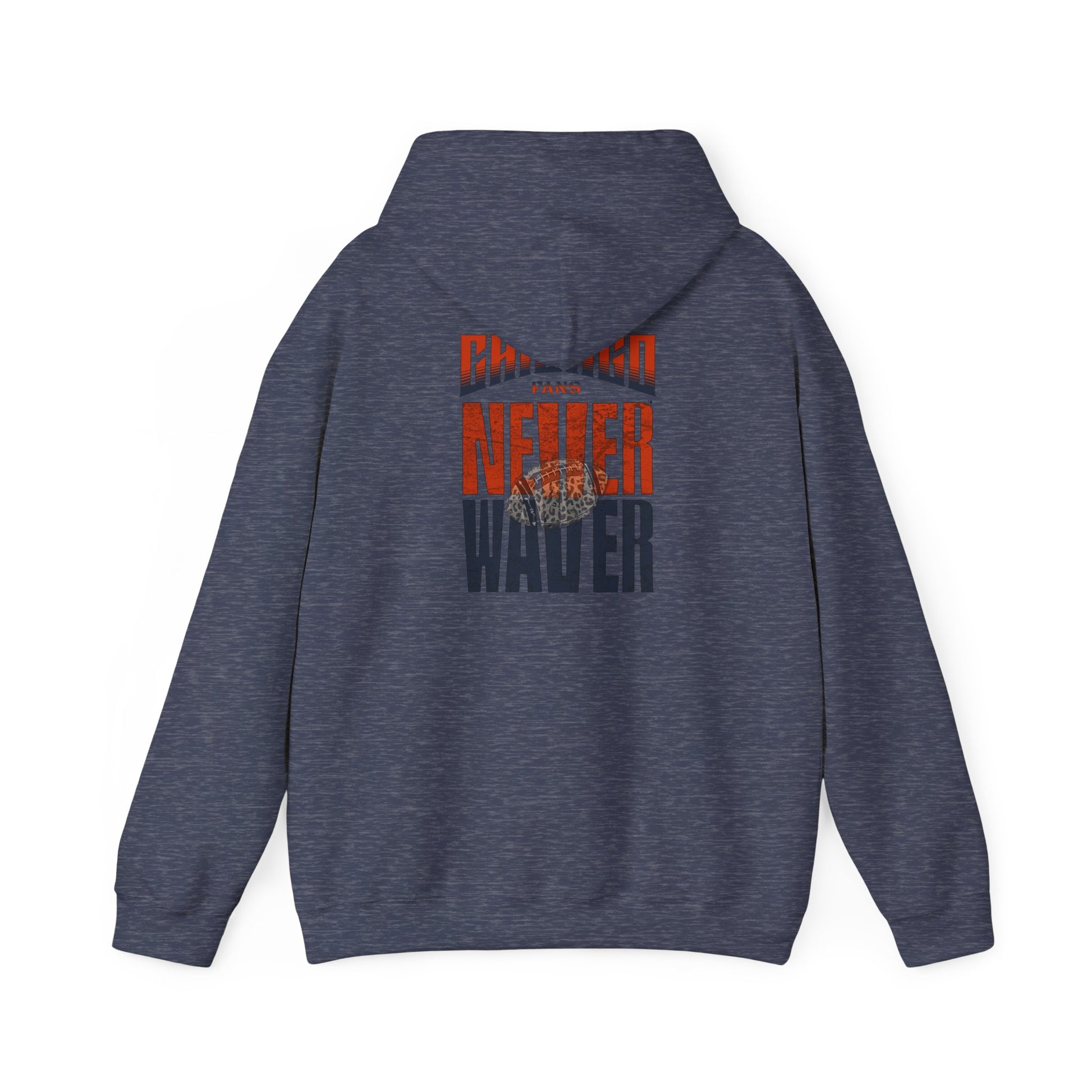 Unisex Heavy Blend™ Hooded Sweatshirt - Chicago Fans Never Waver w Leopard Football Motivational Hoodie - Never Waver