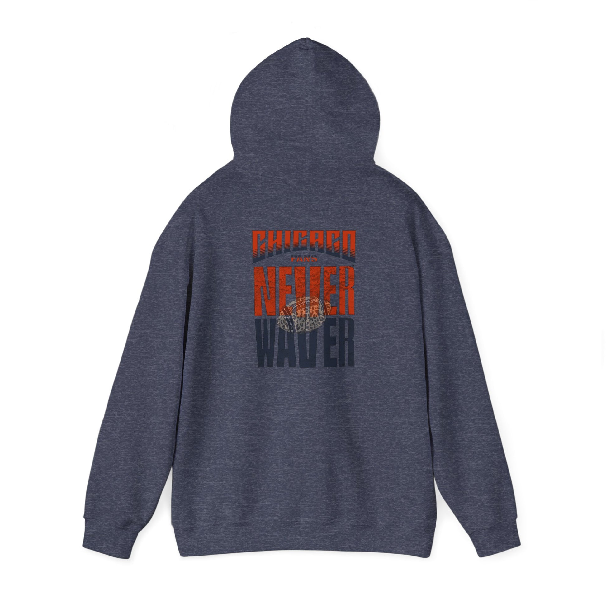 Unisex Heavy Blend™ Hooded Sweatshirt - Chicago Fans Never Waver w Leopard Football Motivational Hoodie - Never Waver