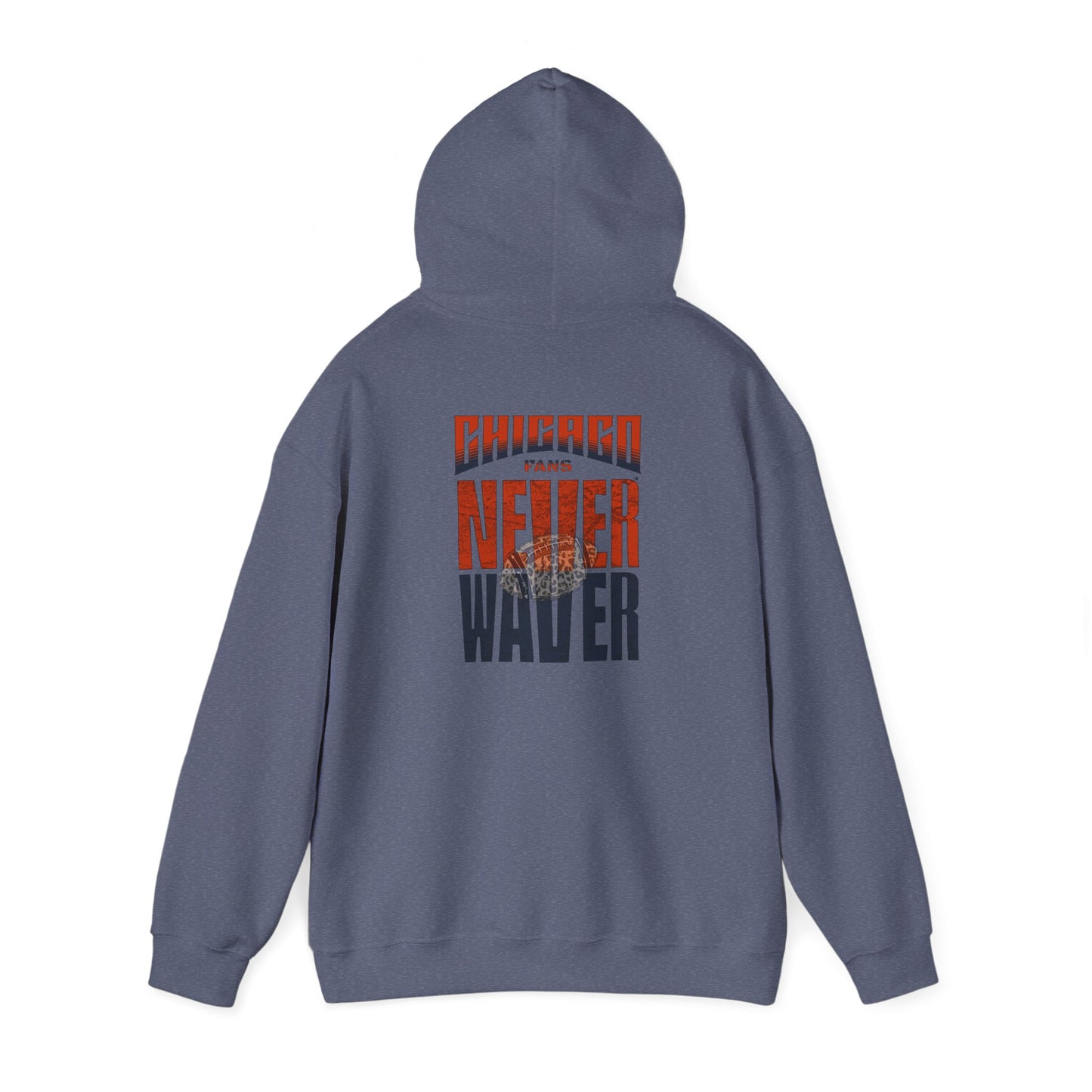 Unisex Heavy Blend™ Hooded Sweatshirt - Chicago Fans Never Waver w Leopard Football Motivational Hoodie - Never Waver